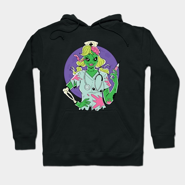 Creepy Zombie Nurse Cartoon // Halloween Zombie Hoodie by SLAG_Creative